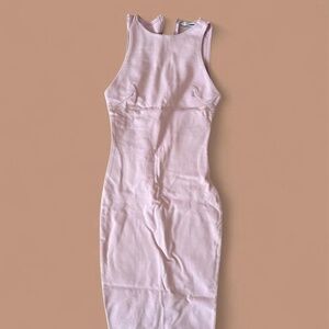 sleeveless mauve bodycon midi dress